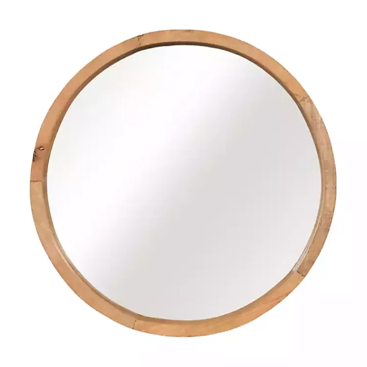 Kirklands Home Rustic Brown Acacia Round Wall Mirror Sale