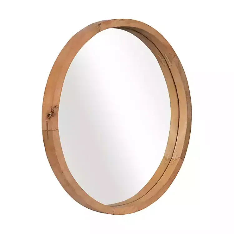 Kirklands Home Rustic Brown Acacia Round Wall Mirror Sale