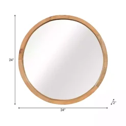 Kirklands Home Rustic Brown Acacia Round Wall Mirror Sale
