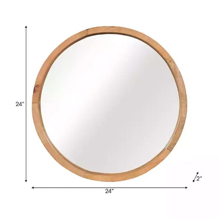 Kirklands Home Rustic Brown Acacia Round Wall Mirror Sale