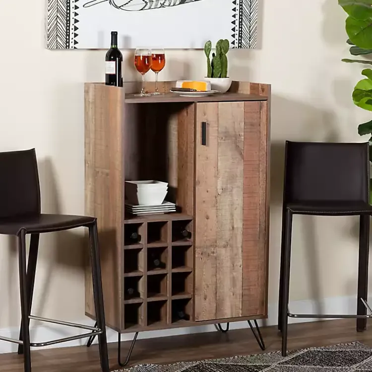 Kirklands Home Rustic Hairpin Wine Cabinet Brown Clearance