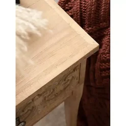 Kirklands Home Rustic Ornate Carved Wood Accent Table Brown