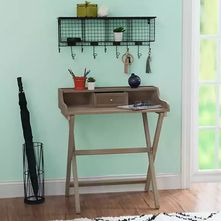 Kirklands Home Rustic Wooden Folding Desk Brown Outlet