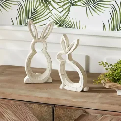 Easter Decorations>Kirklands Home Rustic Bunny Outline Statues, Set of 2 White