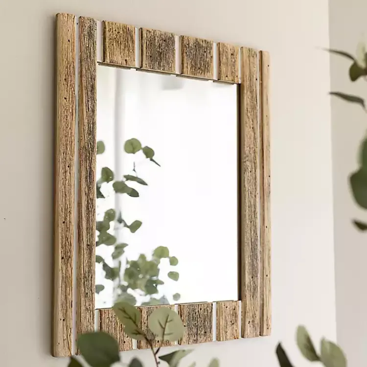 Kirklands Home Rustic Driftwood Striped Wall Mirror New