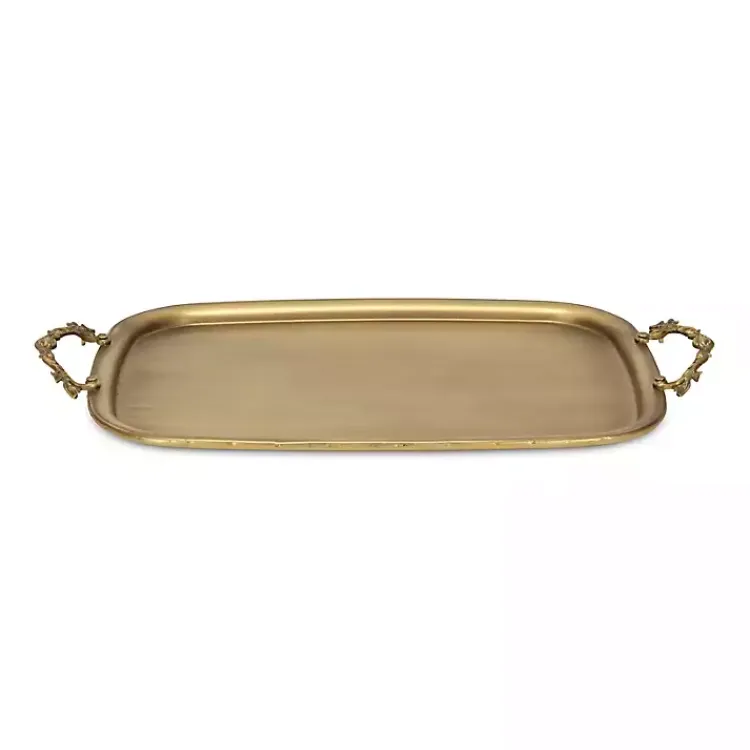 Decorative Trays>Kirklands Home Rustic Metal Decorative Tray Gold