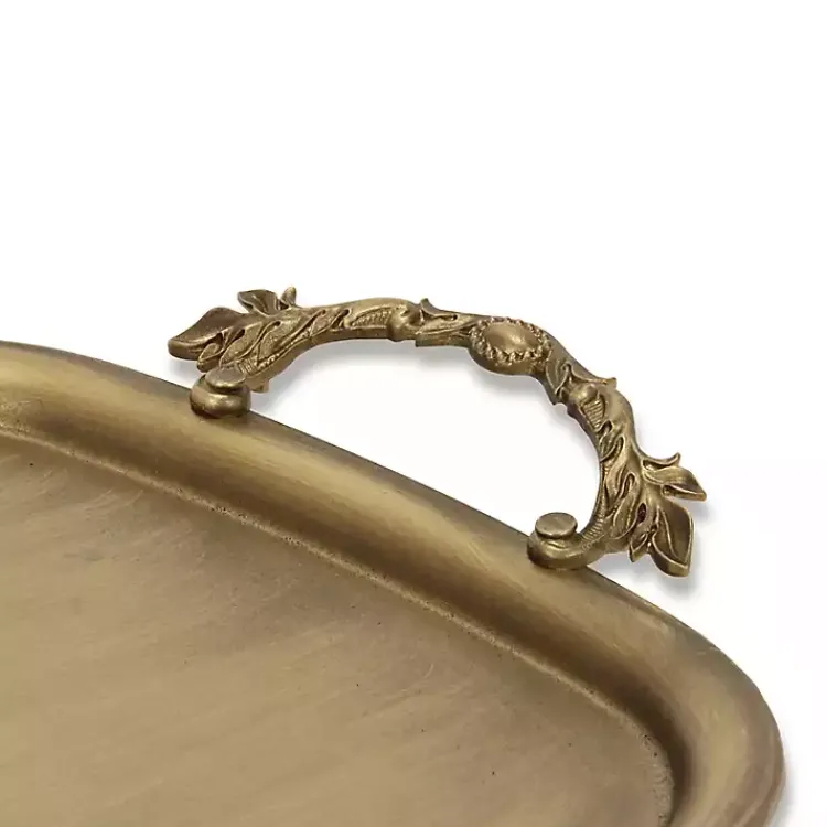 Decorative Trays>Kirklands Home Rustic Metal Decorative Tray Gold