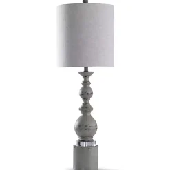 Kirklands Home Rustic Gray Balustrade Buffet Lamp White Hot
