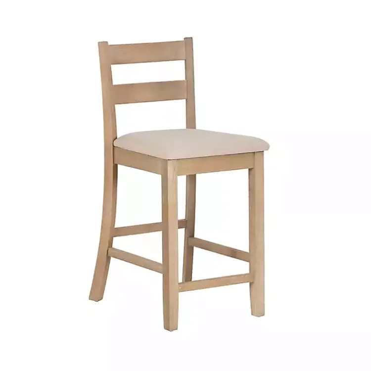 Kirklands Home Rustic Graywash Wood Upholstered Counter Stool Brown New