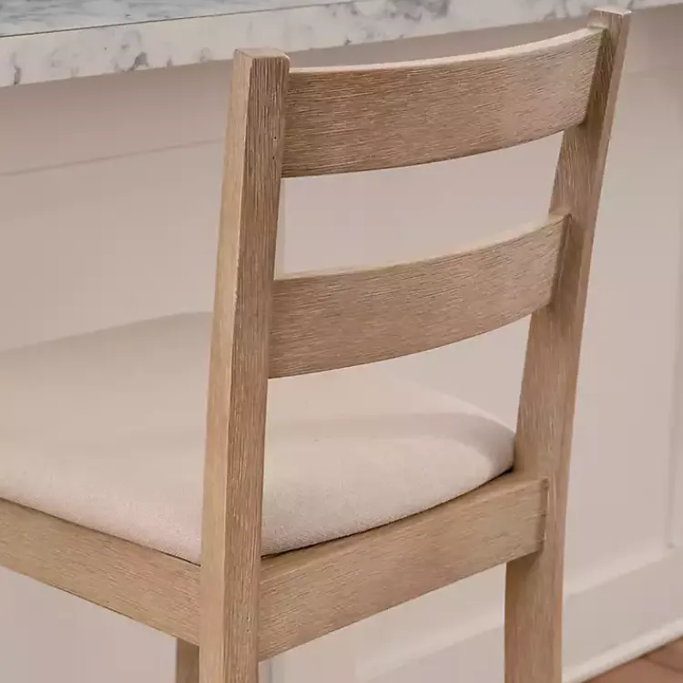 Kirklands Home Rustic Graywash Wood Upholstered Counter Stool Brown New