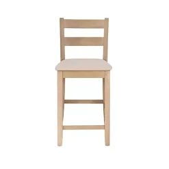 Kirklands Home Rustic Graywash Wood Upholstered Counter Stool Brown New