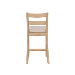 Kirklands Home Rustic Graywash Wood Upholstered Counter Stool Brown New