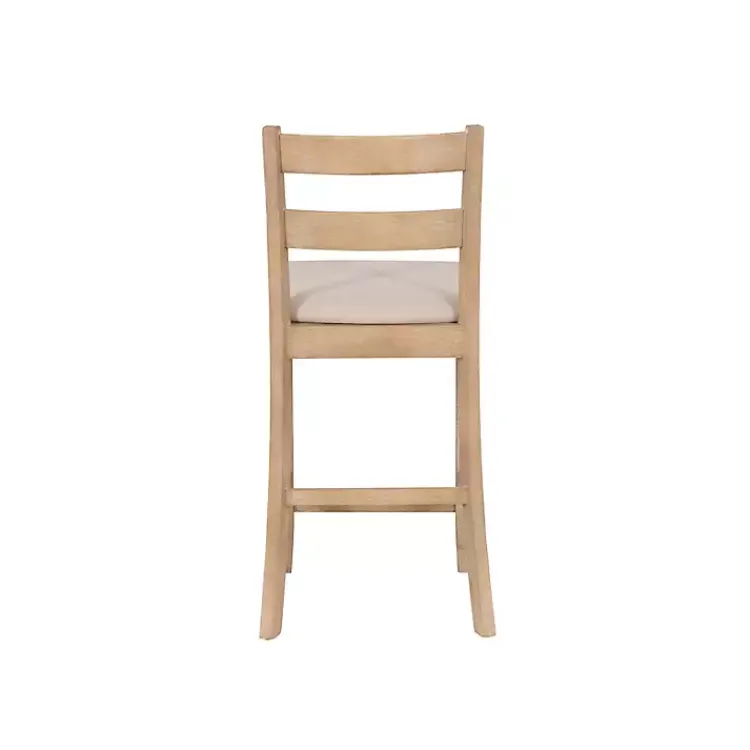 Kirklands Home Rustic Graywash Wood Upholstered Counter Stool Brown New