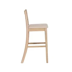 Kirklands Home Rustic Graywash Wood Upholstered Bar Stool Brown