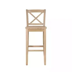 Kirklands Home Rustic Graywash Wood X Back Bar Stool Brown Hot