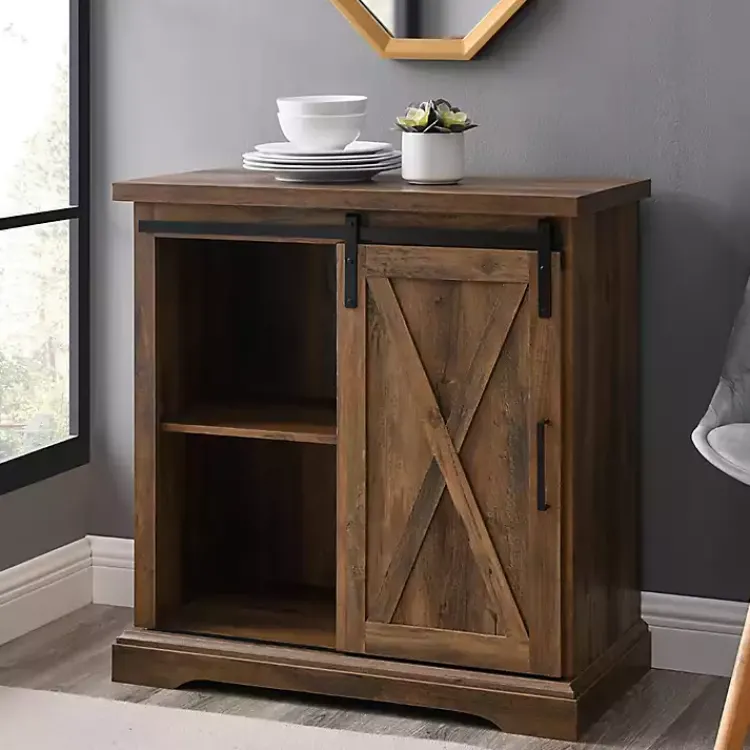 Kirklands Home Rustic Oak Sliding Barn Door Cabinet Brown Online