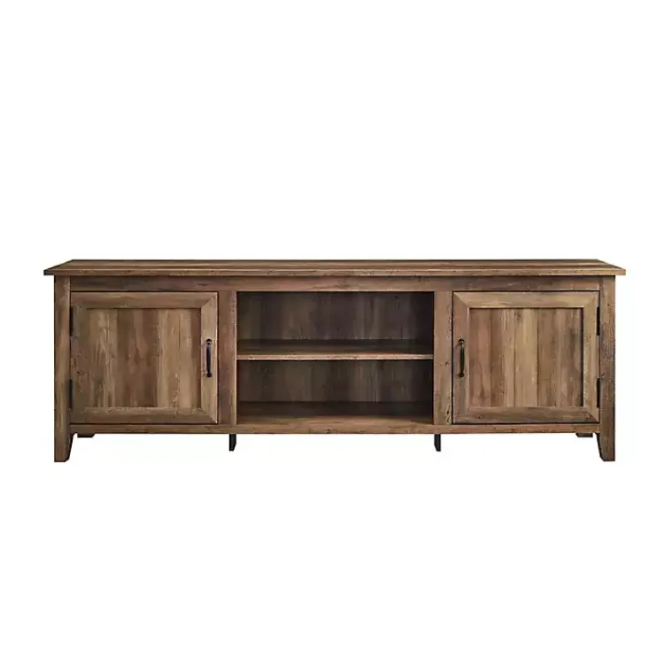 Kirklands Home Rustic Oak Wood Grooved Door TV Stand Brown Best