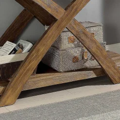 Kirklands Home Rustic Oak Wood Juna Console Table Brown New