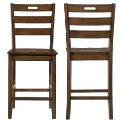 Kirklands Home Rustic Oak Wood Quinby Counter Stools, Set of 2 Brown Outlet