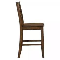 Kirklands Home Rustic Oak Wood Quinby Counter Stools, Set of 2 Brown Outlet