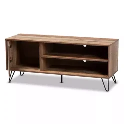 Kirklands Home Rustic Oak Wood TV Stand Brown Discount