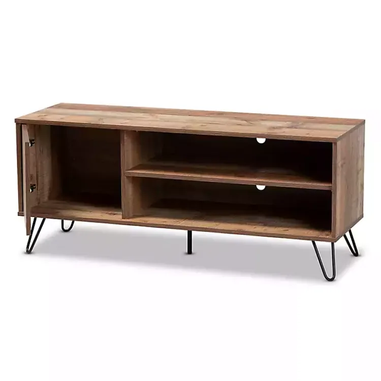 Kirklands Home Rustic Oak Wood TV Stand Brown Discount