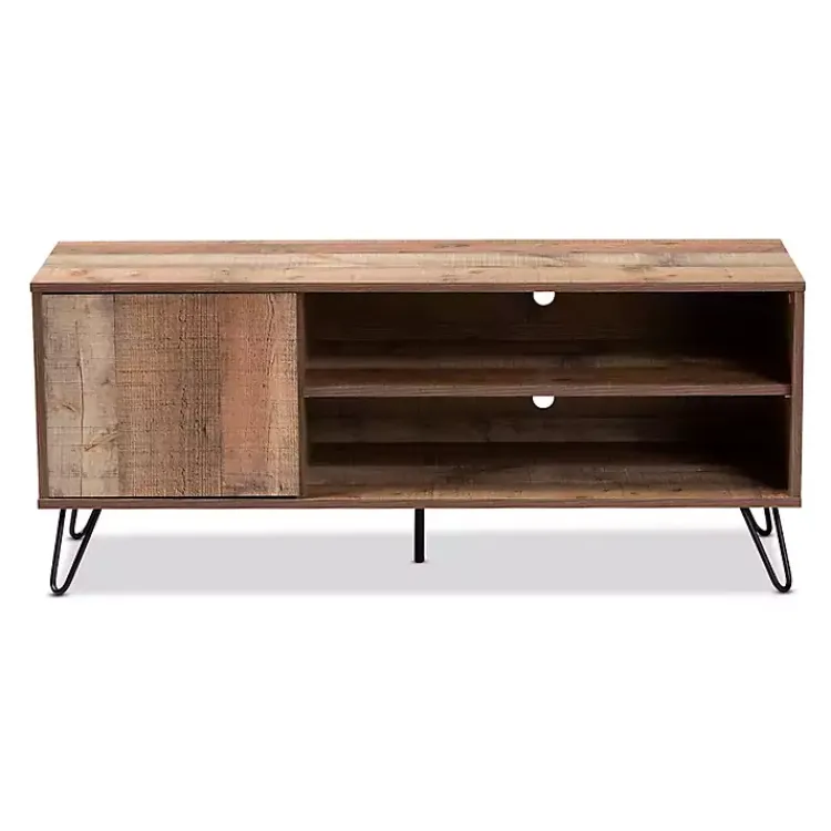 Kirklands Home Rustic Oak Wood TV Stand Brown Discount