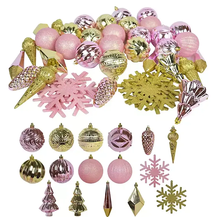Christmas Ornaments>Kirklands Home Rustic Pink & Gold 40-pc. Christmas Ornament Set