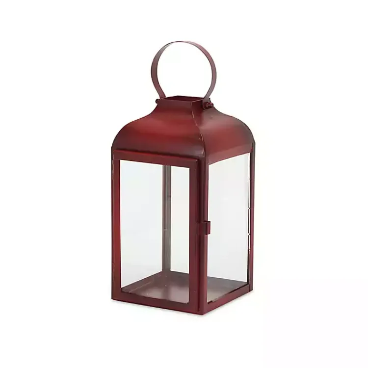 Lanterns>Kirklands Home Rustic Ring Top Metal Lanterns, Set of 3 Red