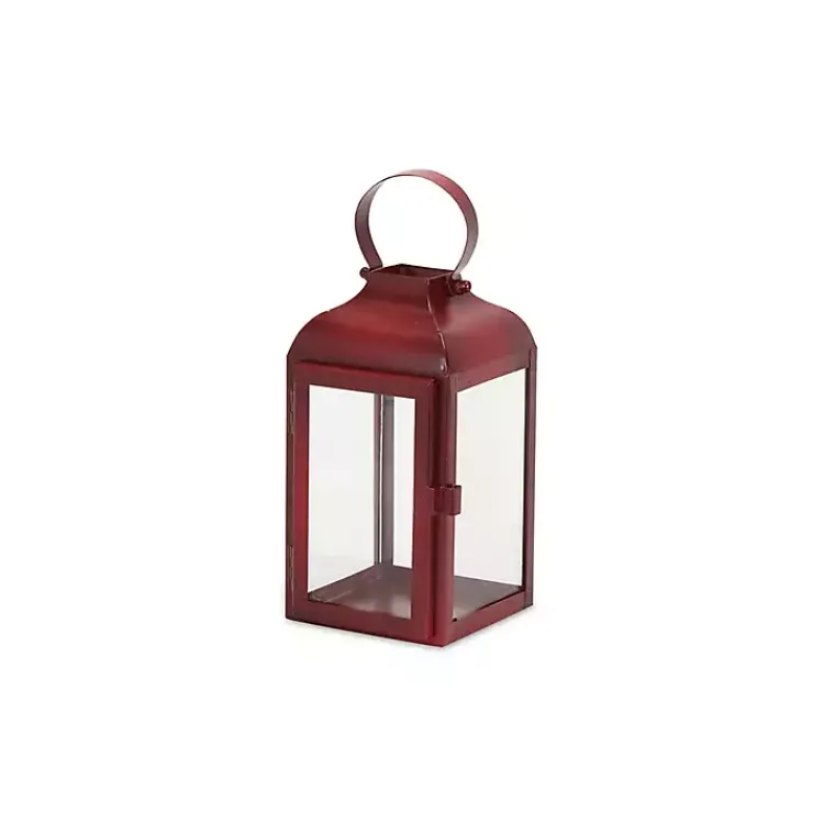 Lanterns>Kirklands Home Rustic Ring Top Metal Lanterns, Set of 3 Red
