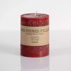 Candles>Kirklands Home Rustic Unscented Pillar Candle, 3x4 in. Red