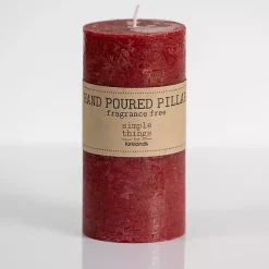 Candles>Kirklands Home Rustic Unscented Pillar Candle, 3x6 Red