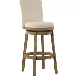 Kirklands Home Rustic Taupe Upholstered Swivel Bar Stool Tan Best
