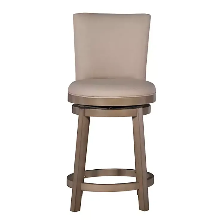 Kirklands Home Rustic Taupe Upholstered Swivel Counter Stool Tan Sale