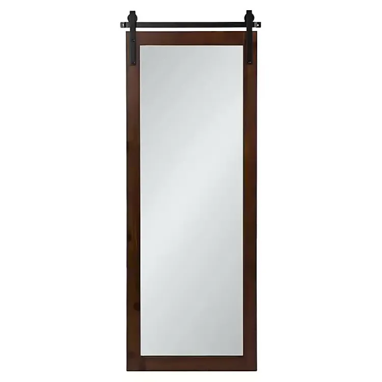 Kirklands Home Rustic Walnut Barn Door Wall Mirror Best