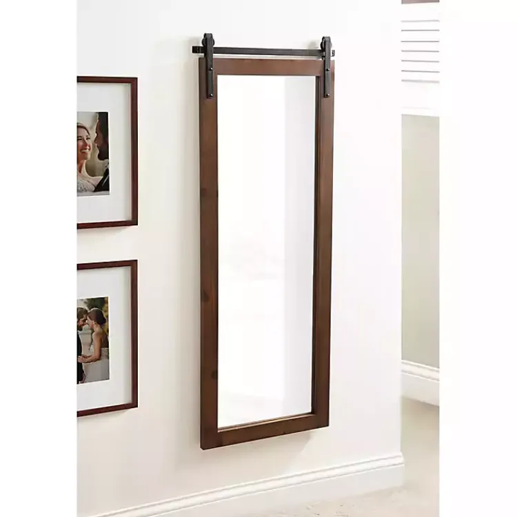 Kirklands Home Rustic Walnut Barn Door Wall Mirror Best