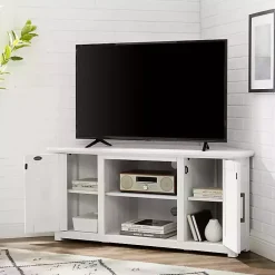Kirklands Home Rustic White Katy-Corner TV Stand Outlet