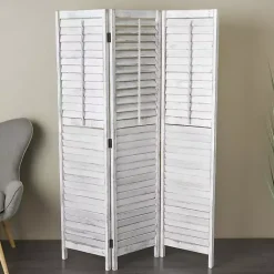 Decorative Accents>Kirklands Home Rustic Shutter Trifold Room Divider White