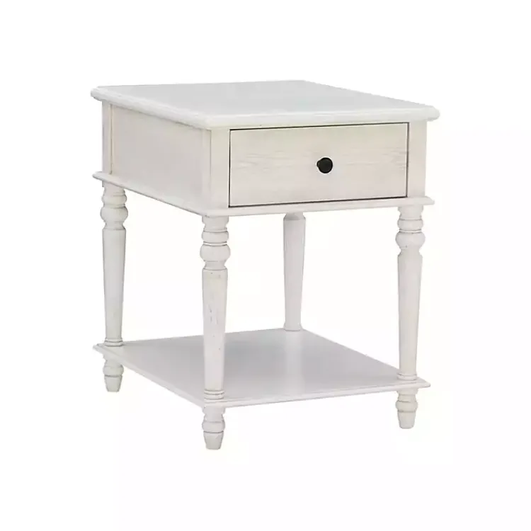 Kirklands Home Rustic Turned Legs Accent Table White Hot