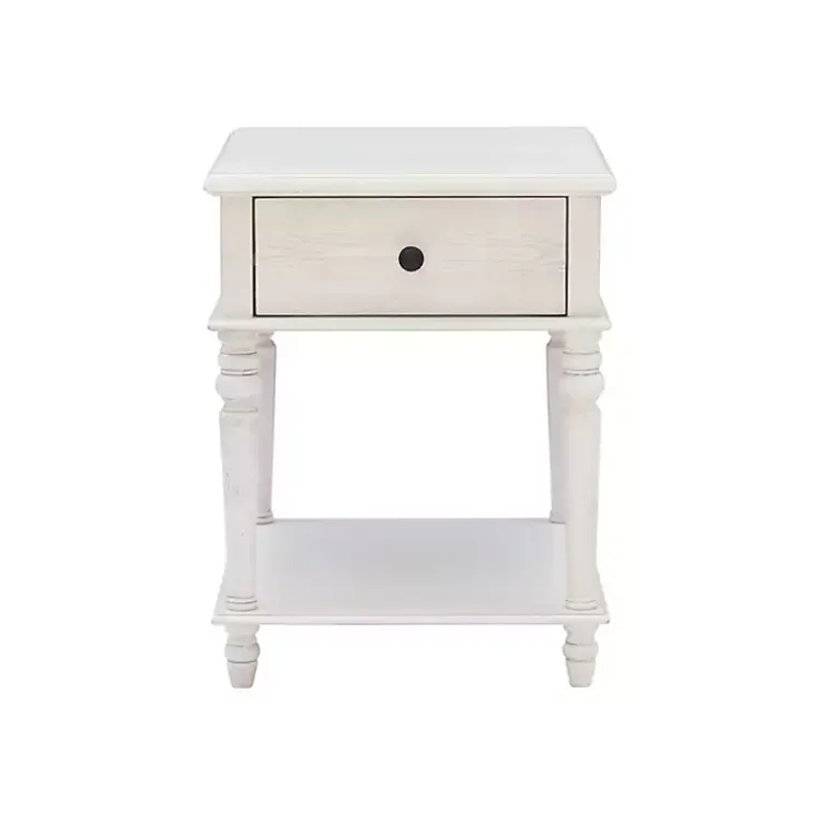 Kirklands Home Rustic Turned Legs Accent Table White Hot