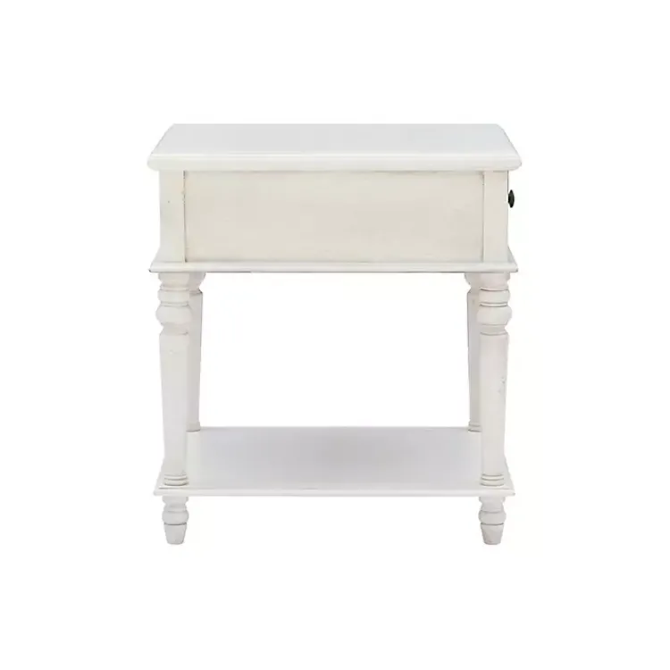 Kirklands Home Rustic Turned Legs Accent Table White Hot