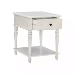 Kirklands Home Rustic Turned Legs Accent Table White Hot