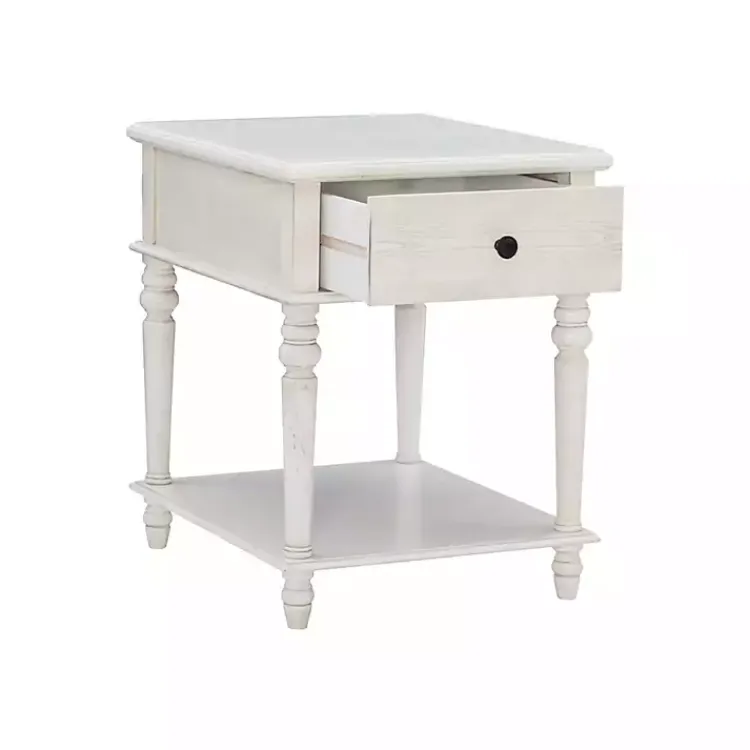 Kirklands Home Rustic Turned Legs Accent Table White Hot