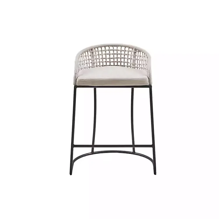 Kirklands Home Rustic Woven Rope Back Counter Stool White Discount