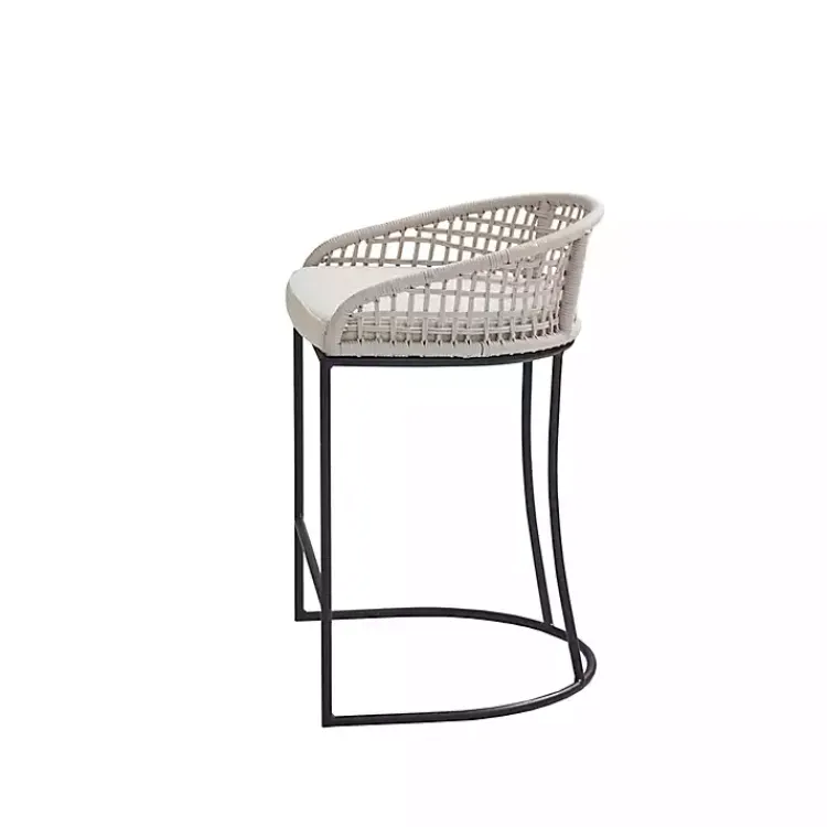 Kirklands Home Rustic Woven Rope Back Counter Stool White Discount