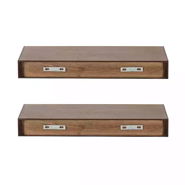 Kirklands Home Rustic Wood 2-pc. Floating Shelves, 18 in. Best