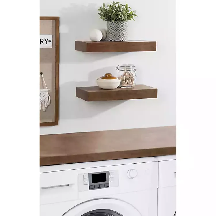 Kirklands Home Rustic Wood 2-pc. Floating Shelves, 18 in. Best