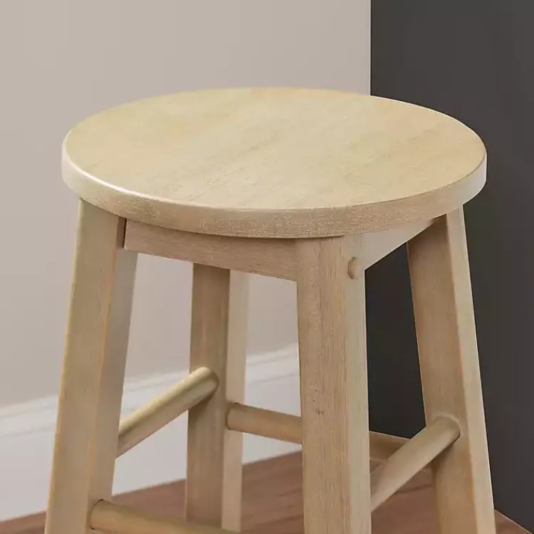 Kirklands Home Rustic Wood Pub Classic Backless Bar Stool Tan Best