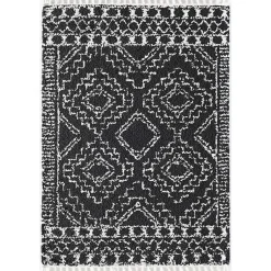 Kirklands Home Sable and White Moon Accent Rug, 2x8 Black Discount