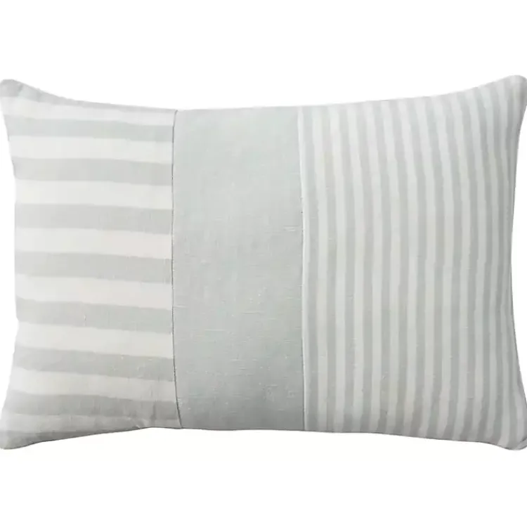 Pillows>Kirklands Home Sage Asymmetrical Stripes Lumbar Pillow Green